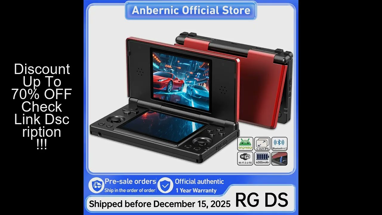 Anbernic RG DS Retro Video Game Console 4 Inch IPS Dual Multi-touch Screen Android 14 Flip Game Play