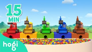 learn colors with excavators and surprise eggs15 mincolors for kids learn colorshogi pinkfong