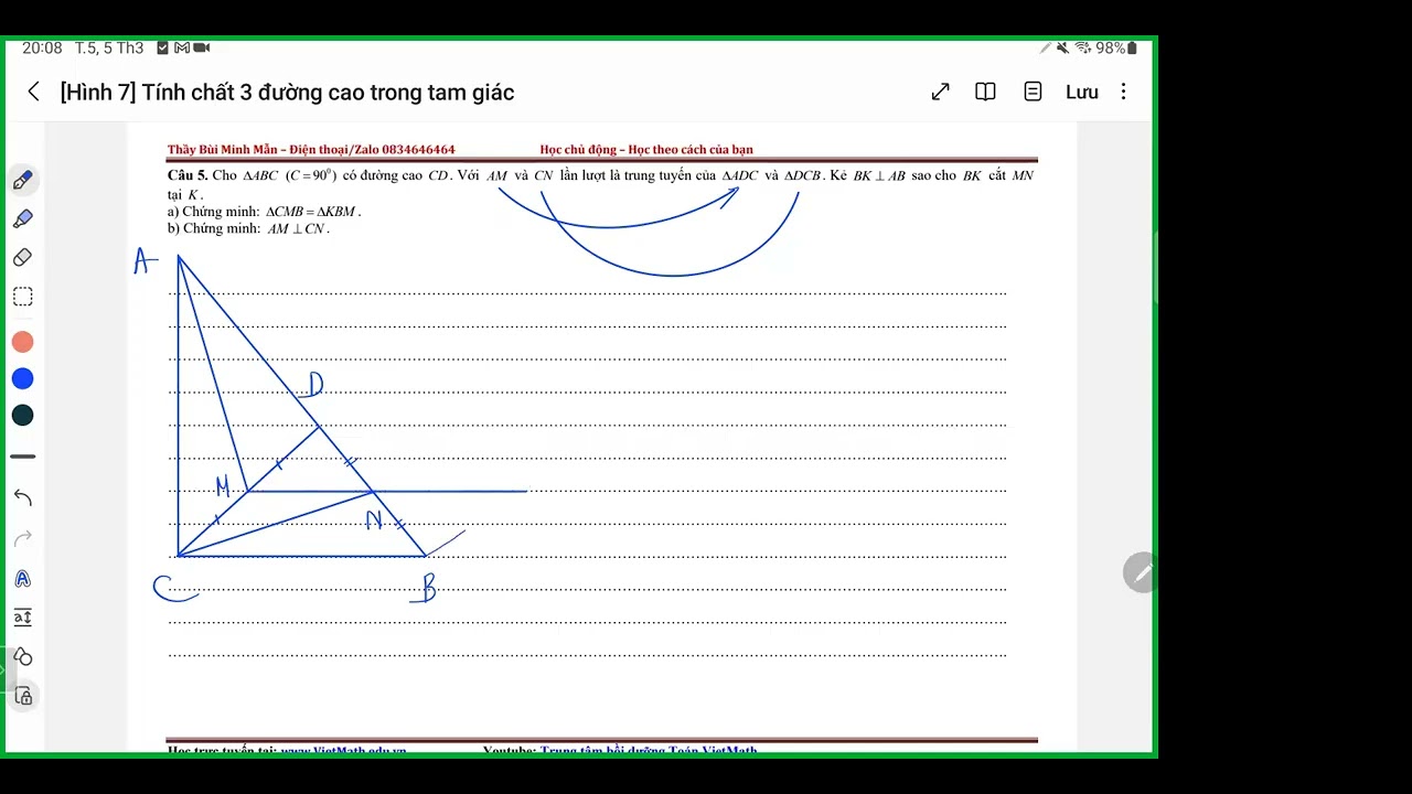 [Bồi dưỡng HSG - thi Chuyên toán 7B] Tính chất 3 đường cao trong tam giác (tiếp) - thầy Bùi Minh Mẫn