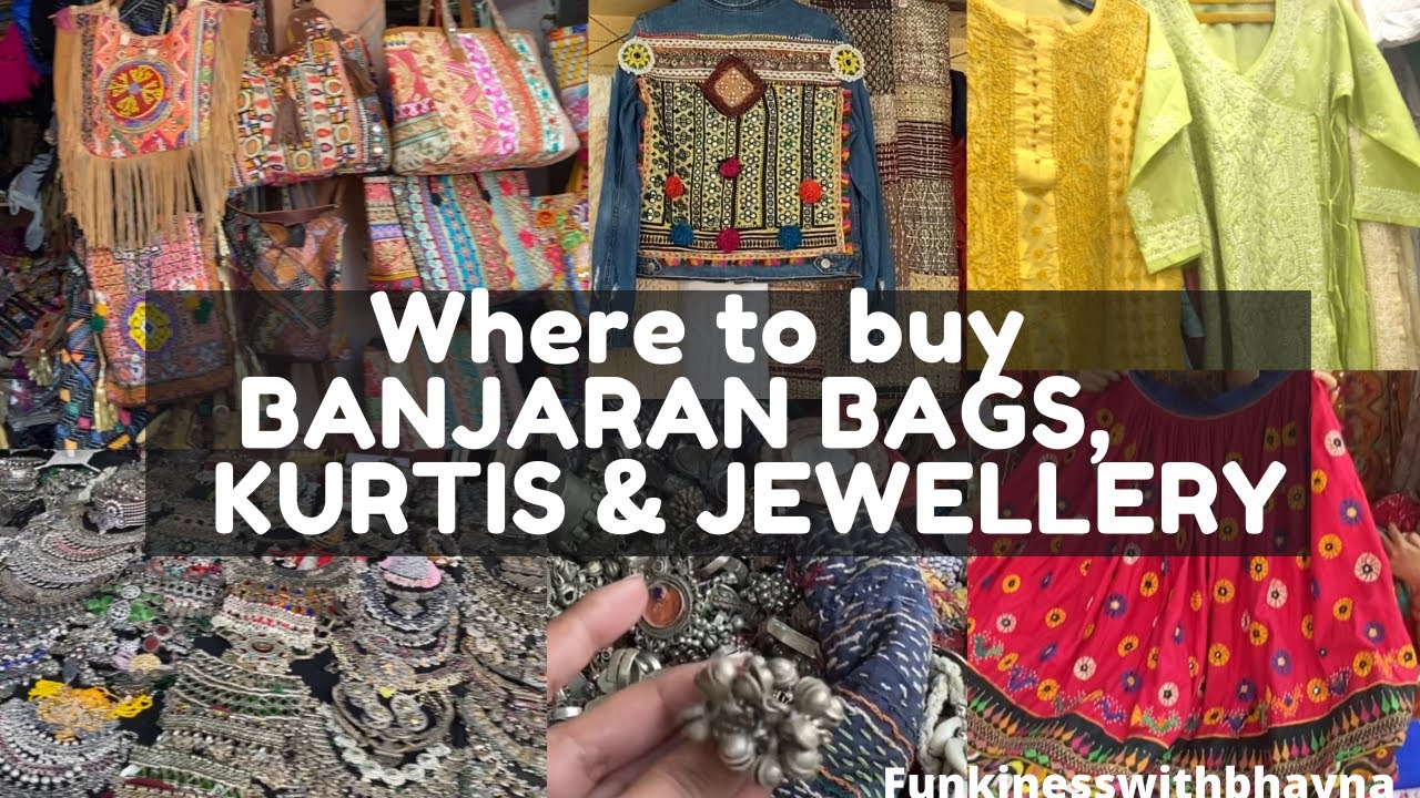 Explore Gujarati/Banjaran Market in Janpath | Chikankari Kurtis Rs 300 , Banjaran Bags, BOHO Jewelry