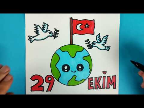 29 Ekim Resmi, 29 Ekim Resimleri, Kolay 29 Ekim Cumhuriyet Bayramı Resmi Çizimi, 29 Ekim Çizimleri