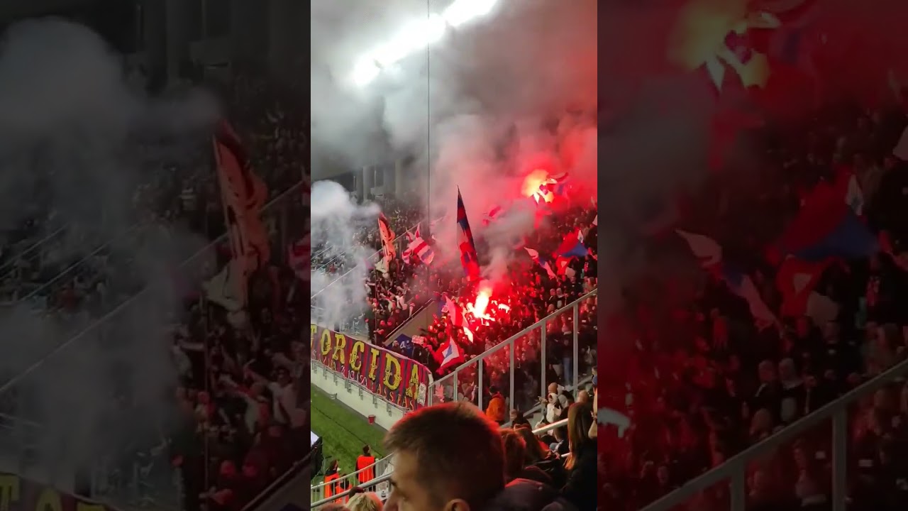 Torcida Pyro Show in Osijek (Croatia) 08.11.2023.  oldest firm in Europe Osijek-Hajduk 0:1