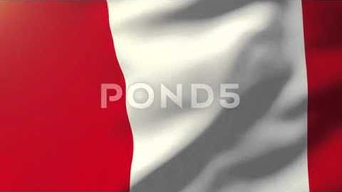 Peru Flag Waving In The Wind. Looping Sun Rises Style. Animation Loop