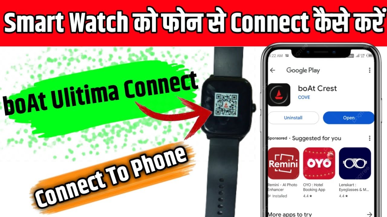 boAt Ultima Connect Smart Watch Connect to Phone Full Process| boAt Crest Apps Connect To Smartwatch