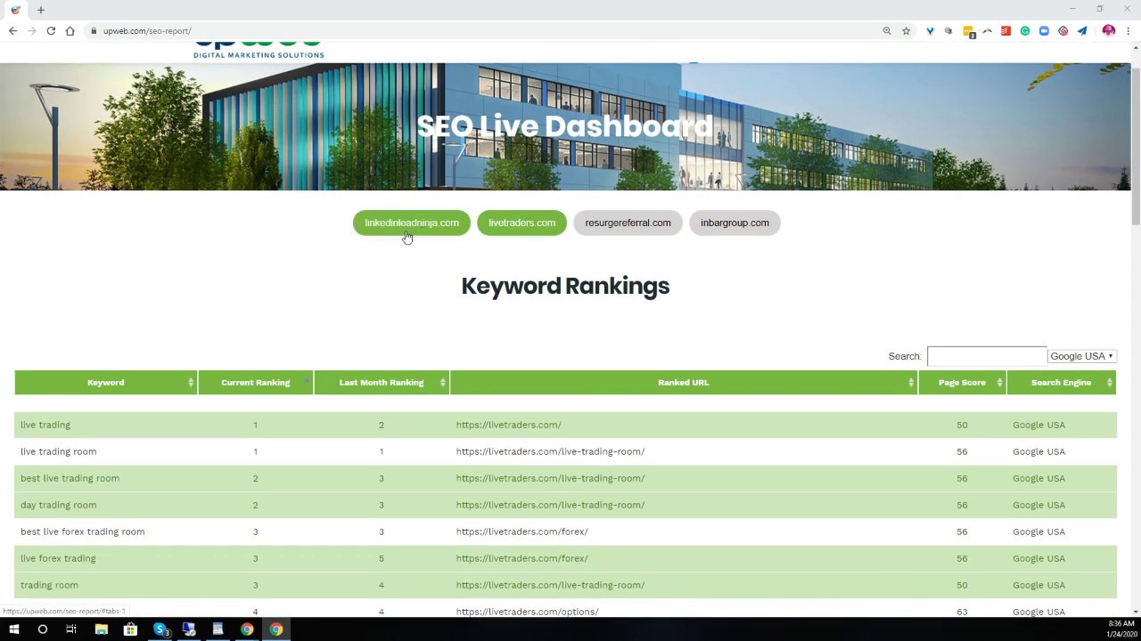 UpWeb Live Client Dashboard Review