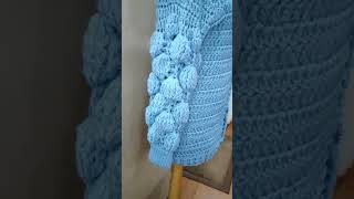 DRT Tasarım Kadın Balon Kol Mavi Yünlü Hırka DRT-CRDN-0040 #crochet #knitting