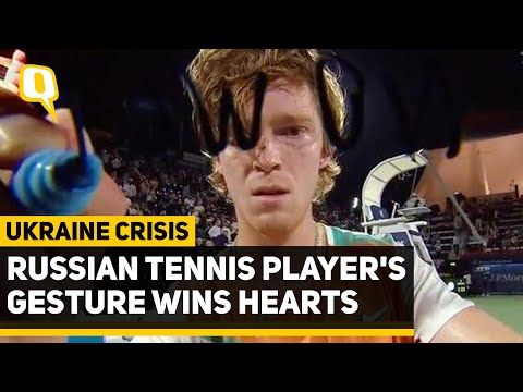 Russia's Andrey Rublev writes 'No war please' at Dubai Open