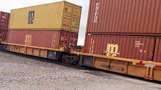 BNSF 7437 leads Double Stacks pull 190 At Ethel MO 2 DPU Alright are Superman Unit