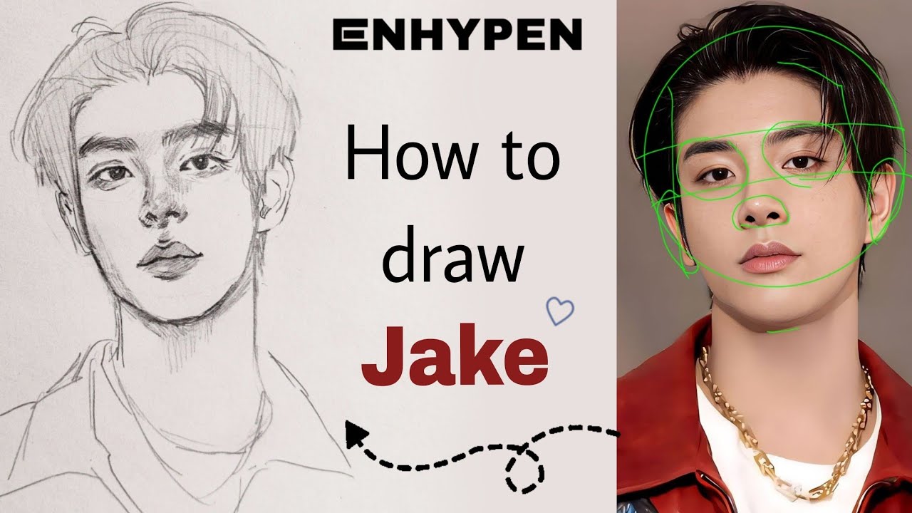 Jake Simple Drawing How to draw jake enhypen step by step tutorial - YouTube
