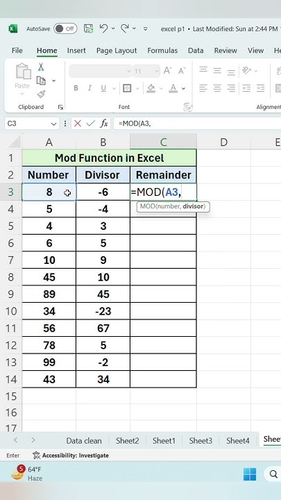 Mod Function | how to used Mod Function in Excel |Advanced Excel ...