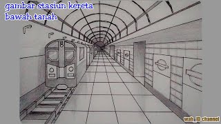 menggambar stasiun kereta api bawah tanah || perspektif 1 titik hilang || @wah_idchannel
