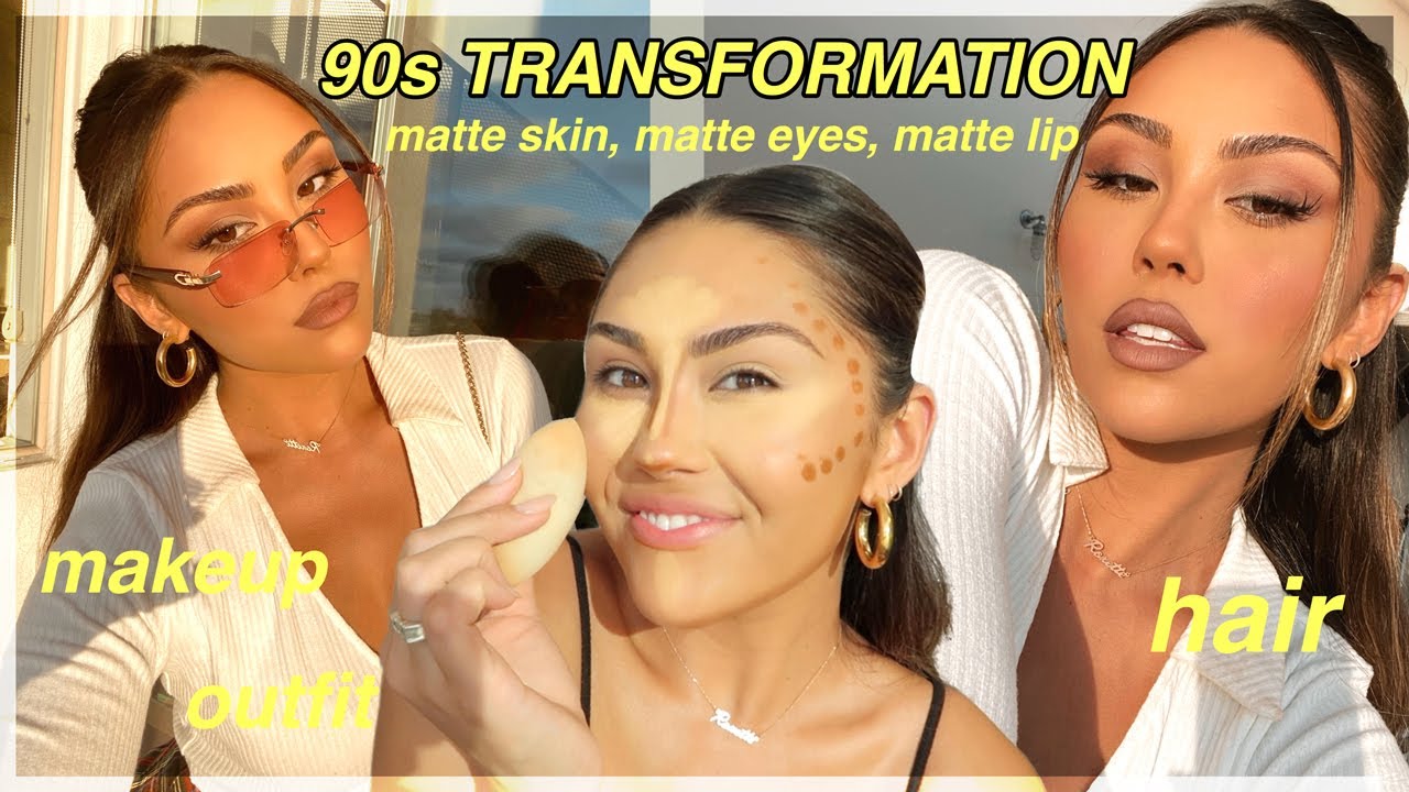 1 Hour 90s TRANSFORMATION: Matte Full Coverage Makeup, Hair & 90s Outfit | Roxette Arisa