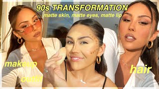 1 Hour 90s TRANSFORMATION: Matte Full Coverage Makeup, Hair & 90s Outfit | Roxette Arisa