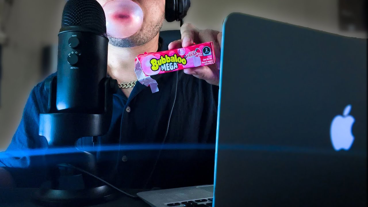 ASMR mascando chicle BUBBALOO😋🔴 micrófono BLUE YETI🎤+ GIVEAWAY 🎁