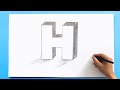 3d letter drawing  h