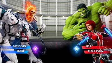 Ghost Rider & Anti-Venom vs Hulk & Black Widow (Hardest AI) - Marvel vs Capcom Infinite