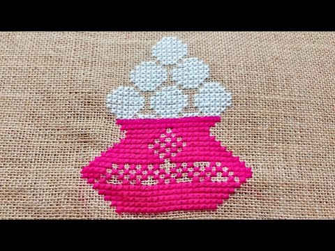 New Ason Selai Design আসন সেলাই ডিজাইন Ak Hari Misti Design/Seat mat design/Cross Stitch on Jute Mat