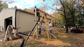 Adding a LeanTo on a Pole Barn Pt. 1  Posts & Header Boards