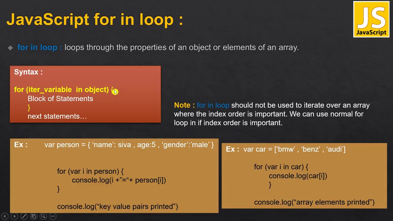 22 JavaScript FOR IN Loop - YouTube