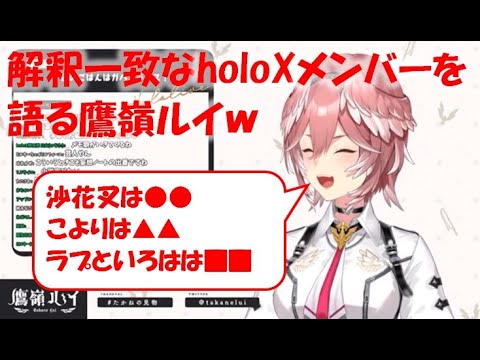 解釈一致なholoXメンバーを語る鷹嶺ルイw【鷹嶺ルイ切り抜き】