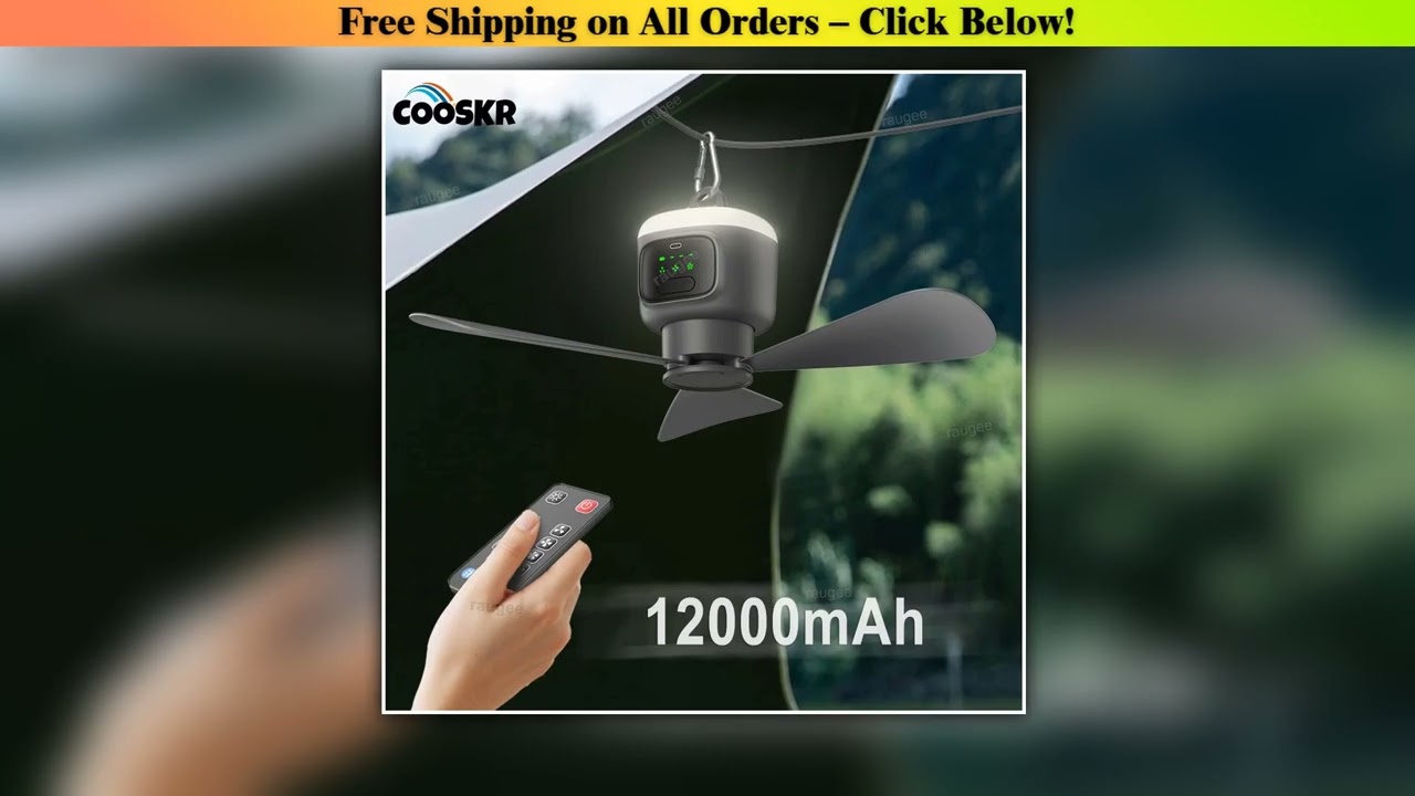12000mAh Ceiling Fans Portable Camping Fan Tent Air Circulator Cooler Outdoor Rechargeable