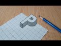 Easy 3d Drawing Letter P / How To Draw Capital Alphabet For Beginners #shorts