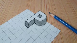 Easy 3d Drawing Letter P / How To Draw Capital Alphabet For Beginners #shorts
