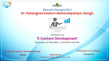 Webinar on E Content Development-Part I