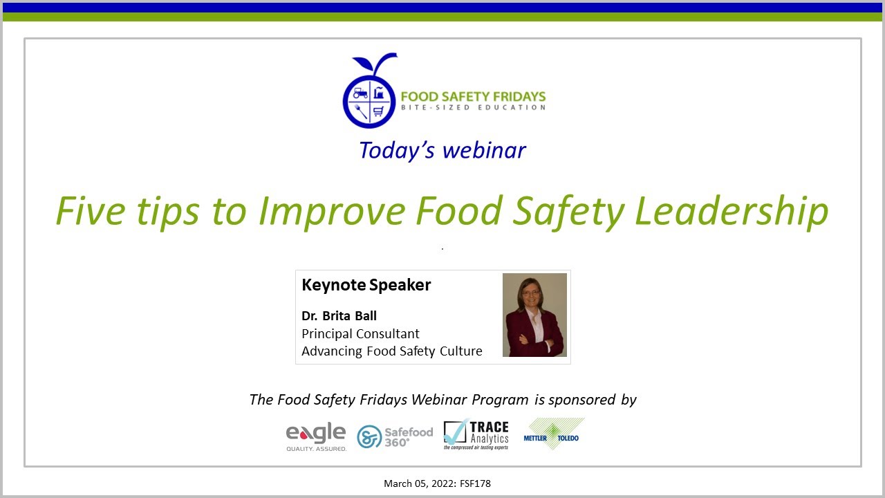 Five tips to Improve Food Safety Leadership