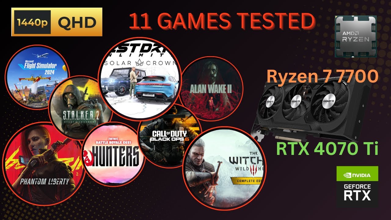 Ryzen 7 7700 +  GeForce RTX 4070 Ti - 11 games tested - 1440p60