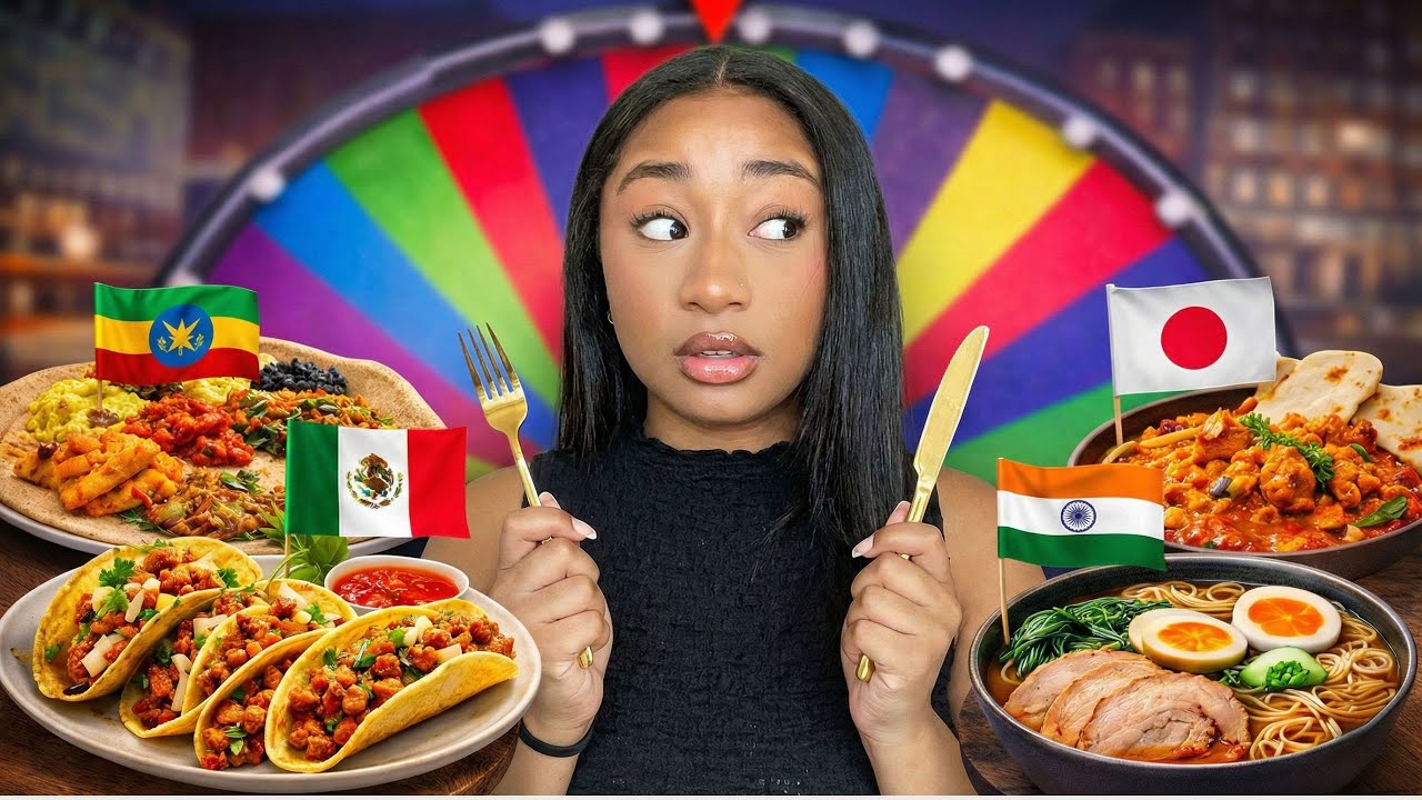Eating Different Cultures Food for 24 HOURS (Wheel Challenge)