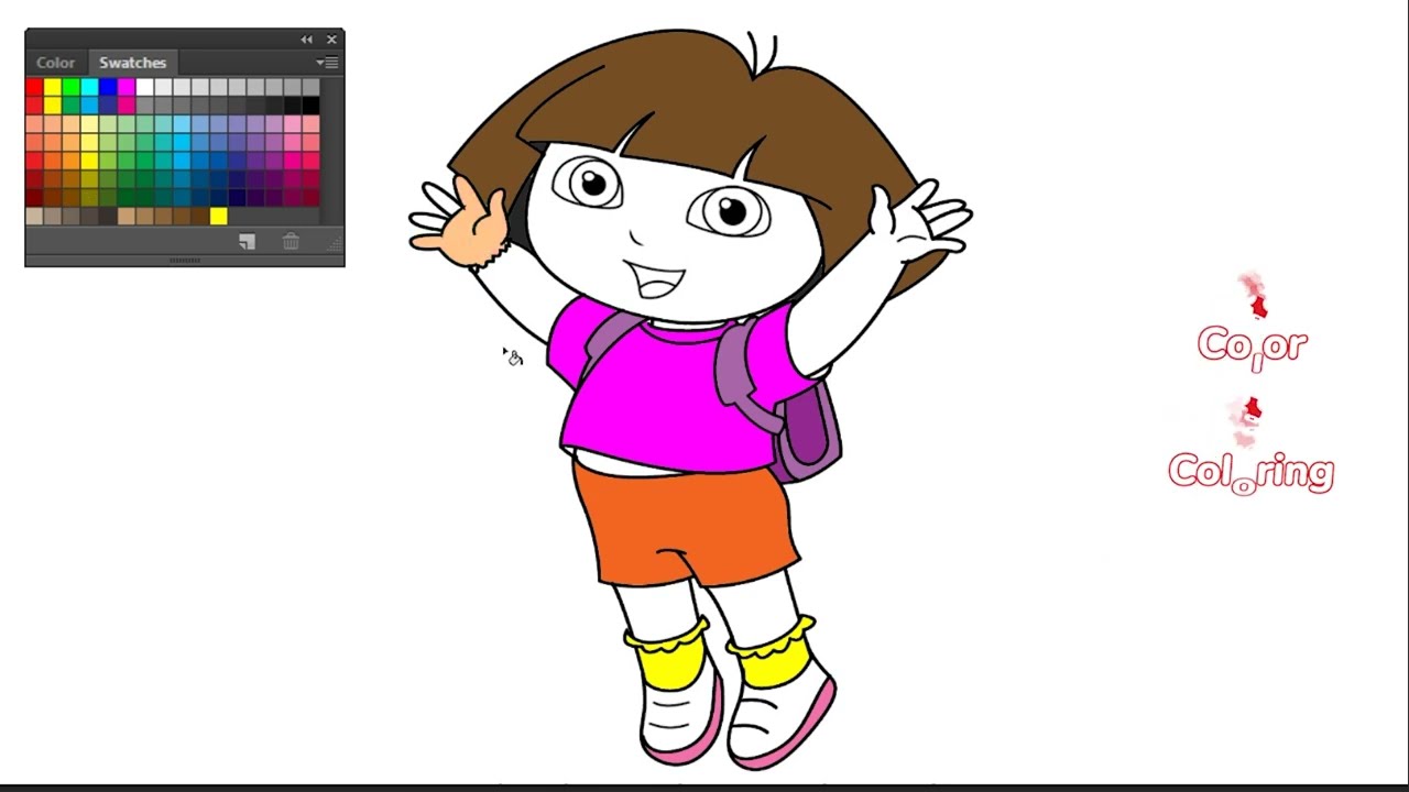 Coloring Dora the Explorer Coloring for Kids YouTube