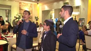 The singers Eviatar and Uzia Zadok sing to their brother Shiviv at his Bar Mitzvah - \