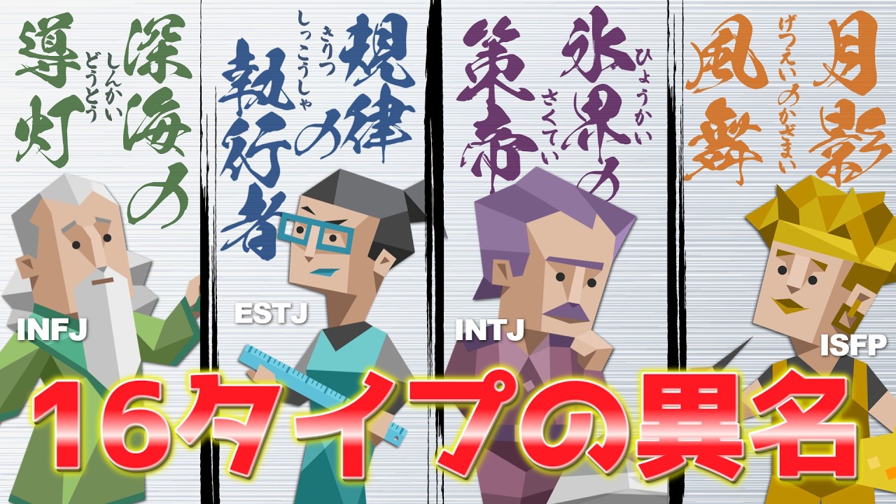 もしも16タイプに異名が付くならこれしかないと思うんだけど異論は認めます【MBTI】