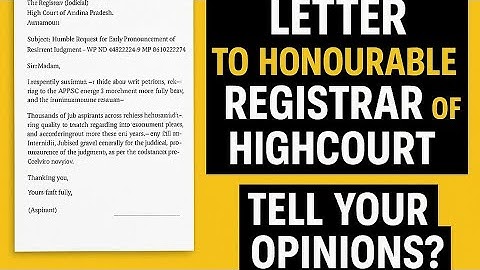 This is my Representation to Honourable Registrar, HighCourt of andhrapradesh 