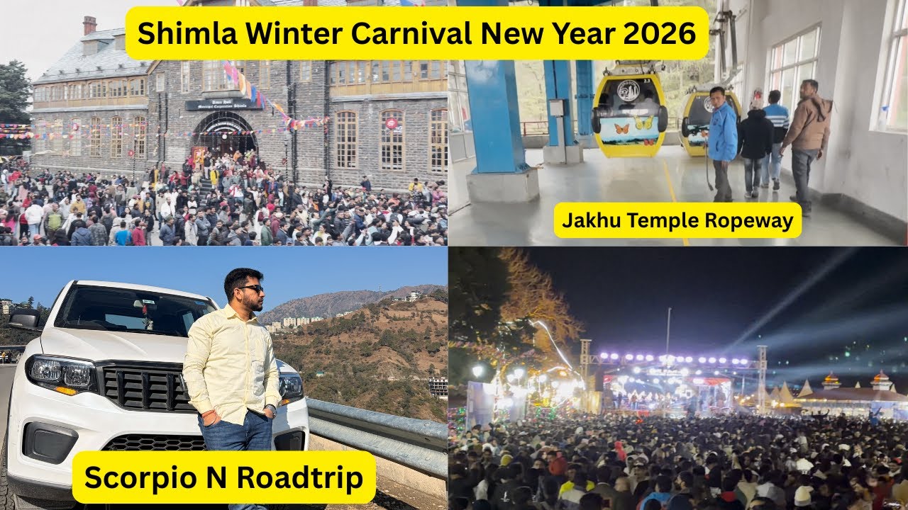 Roadtrip with my ScorpioN to Shimla Winter Carnival New Year 2026| Jakhu Temple Roapway| Grand Hotel
