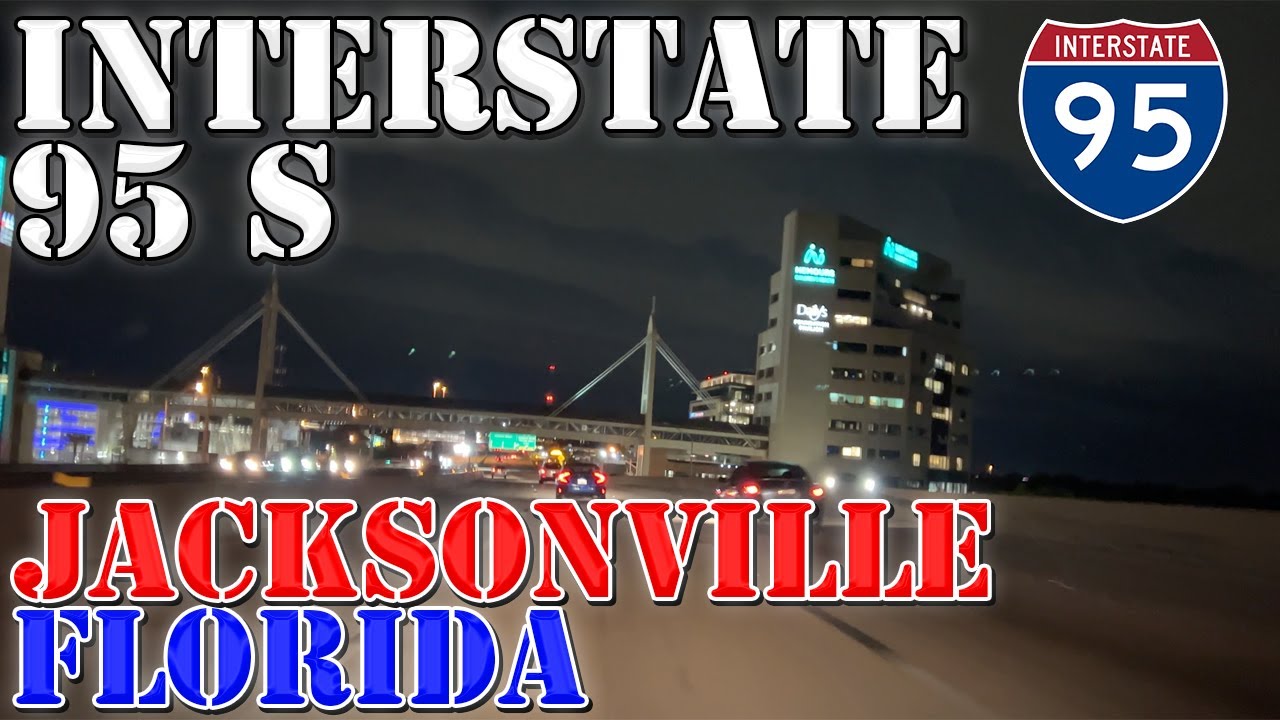 I-95 South - Jacksonville - Florida - 4K Highway Night Drive