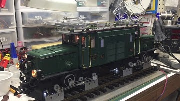 LGB Crocodile locomotive sound decoder installation, with automatic directional pantographs.