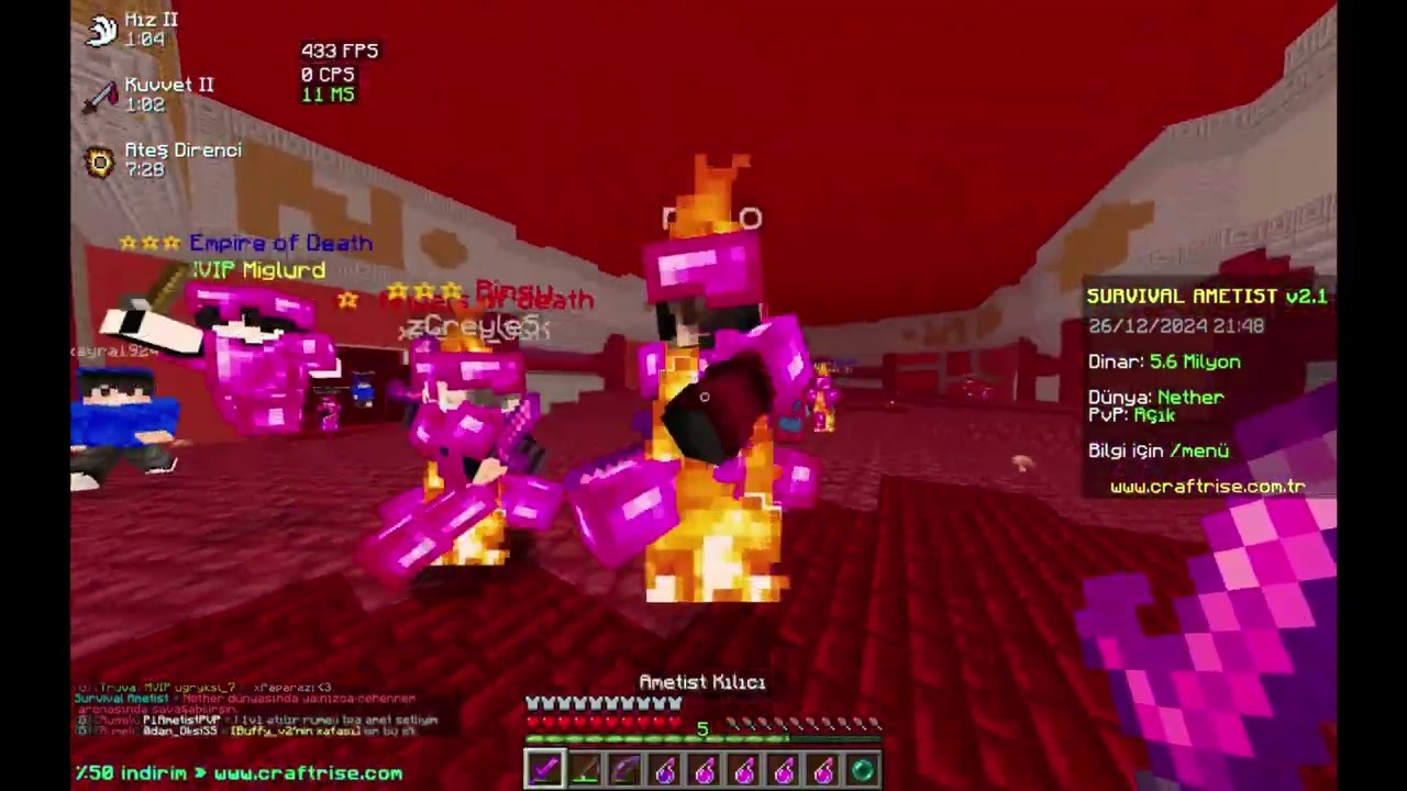 SURVİVAL AMETİST PVP / NETHER PARÇALAMA #8 / AÇIK ALAN PVP