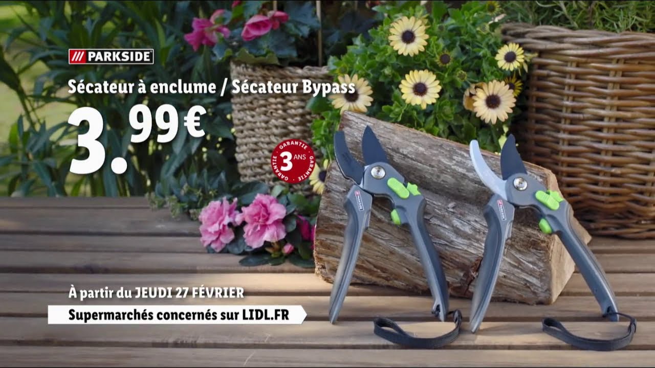 Lidl sécateur à enclume / bypass & coupe-branche télescopique Parkside  (27/02) Publicité 0:30 