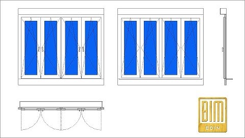 REVIT WINDOW FAMILY WITH ROLING SHUTTER / 4 PANELS / 2+2 SYMMETRICAL
