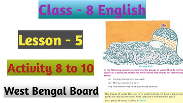Class 8 English Lesson 5 Princess September Activity 8 to 10