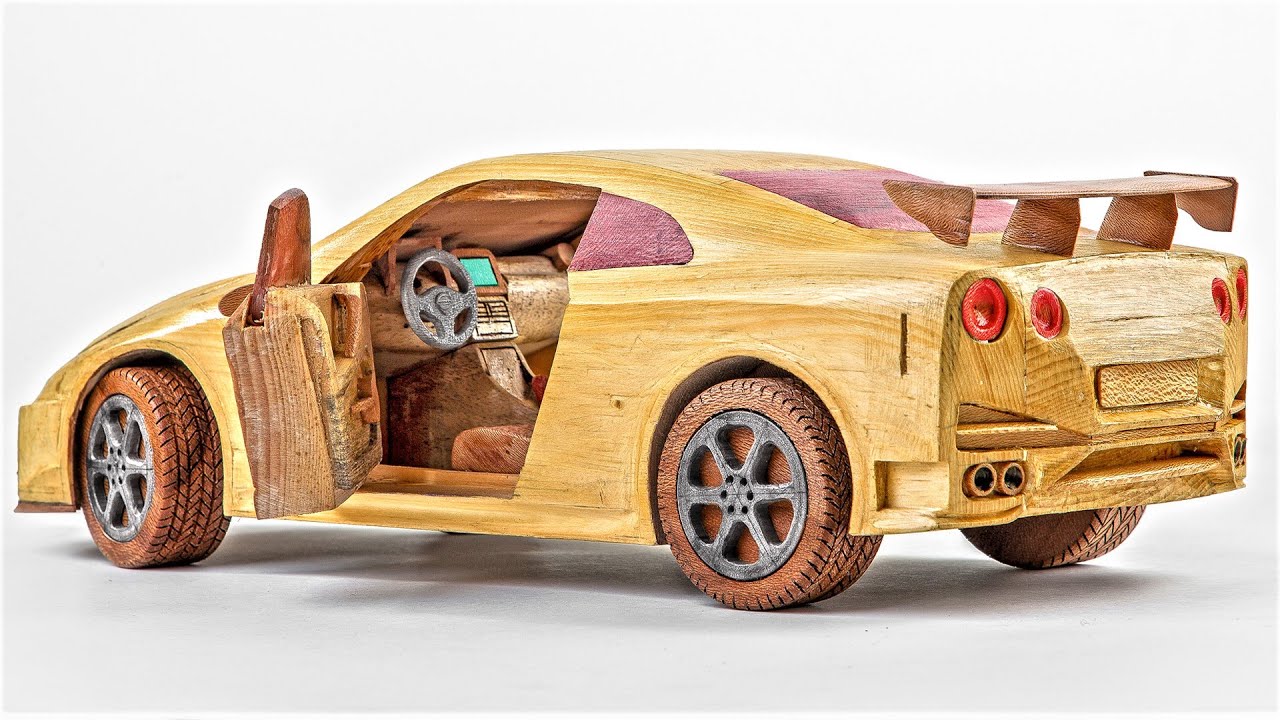How to make Nissan GT-R out of wood - ASMR Woodworking, DIY Car