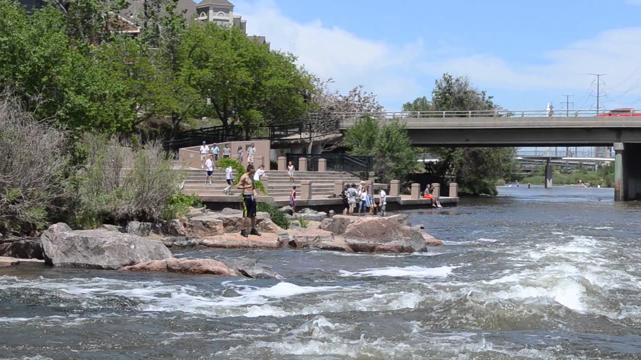 Swimmers take a Cool Swim in the Platte River at Confluence Park
