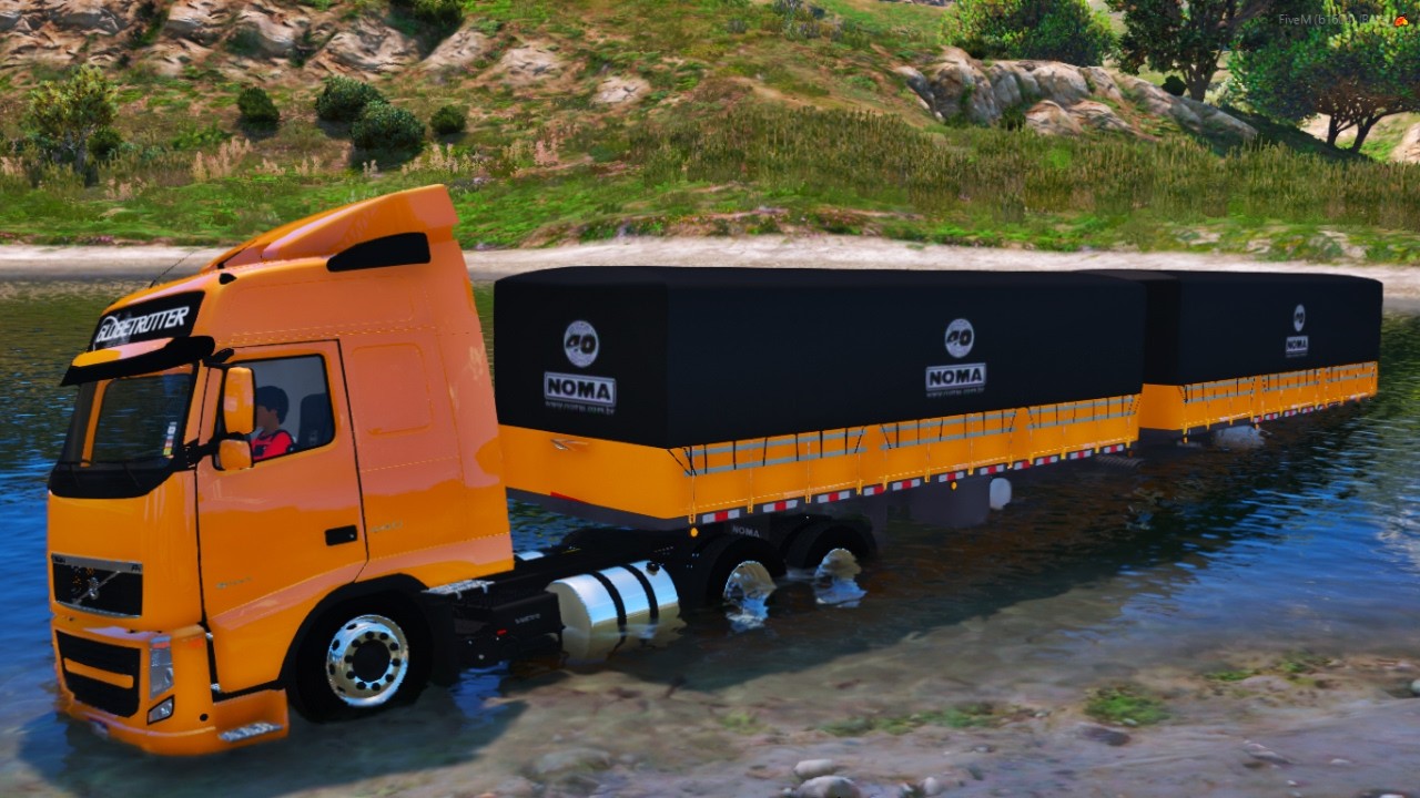 MEU CAMINHÃO BITREM QUASE AFUNDOU ATRAVESSANDO UM RIO NO GTA5