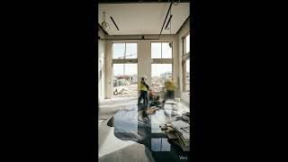 High-End Dining Room Decor with Marble Floor &amp; Gold Lighting