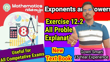 8th Class Maths(2024-25) New Syllabus|| Chapter-12||Exponents and Powers || Exercise 12.2