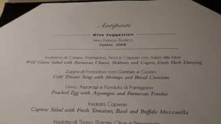Silver Shadow - Dinner La Terrazza - Silversea Dining Menu