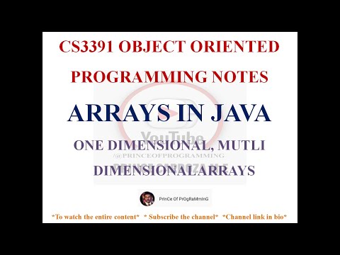 ARRAYS IN JAVA NOTES | CS3391 OBJECT ORIENTED PROGRAMMING NOTES | 2021 REGULATION CSE