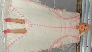 تزين الكيك للبنات على شكل باربي cake decoration with whipped cream